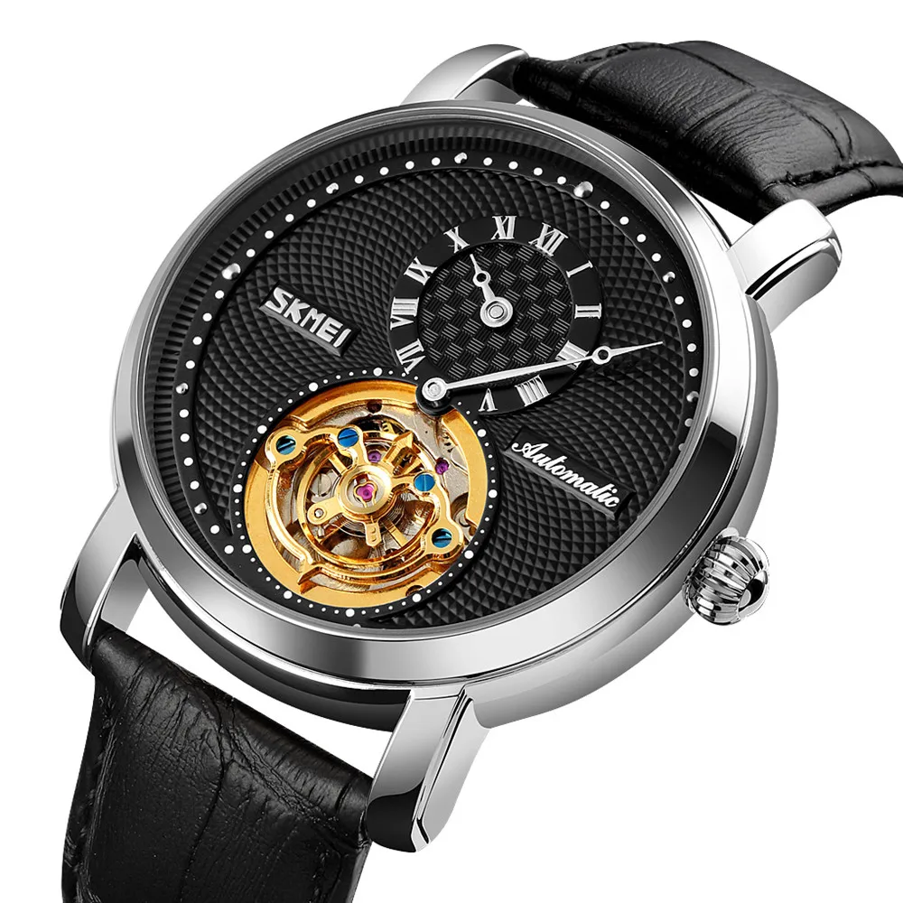 Custom Skmei 9240 Luxury Skeleton Watch Hollow Mechanical Wrist Waterproof Men Automatic Watches