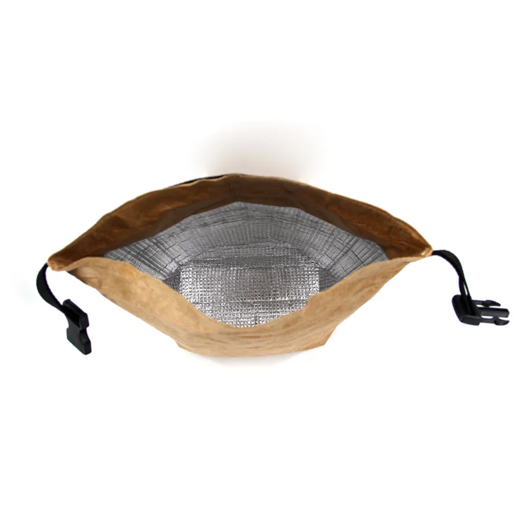 High quality personalized reusable tyvek lunch tote thermo food bag with leather logo embossed for office