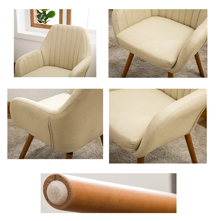 Factory price 648mm brown solid wood frame accent chair modern