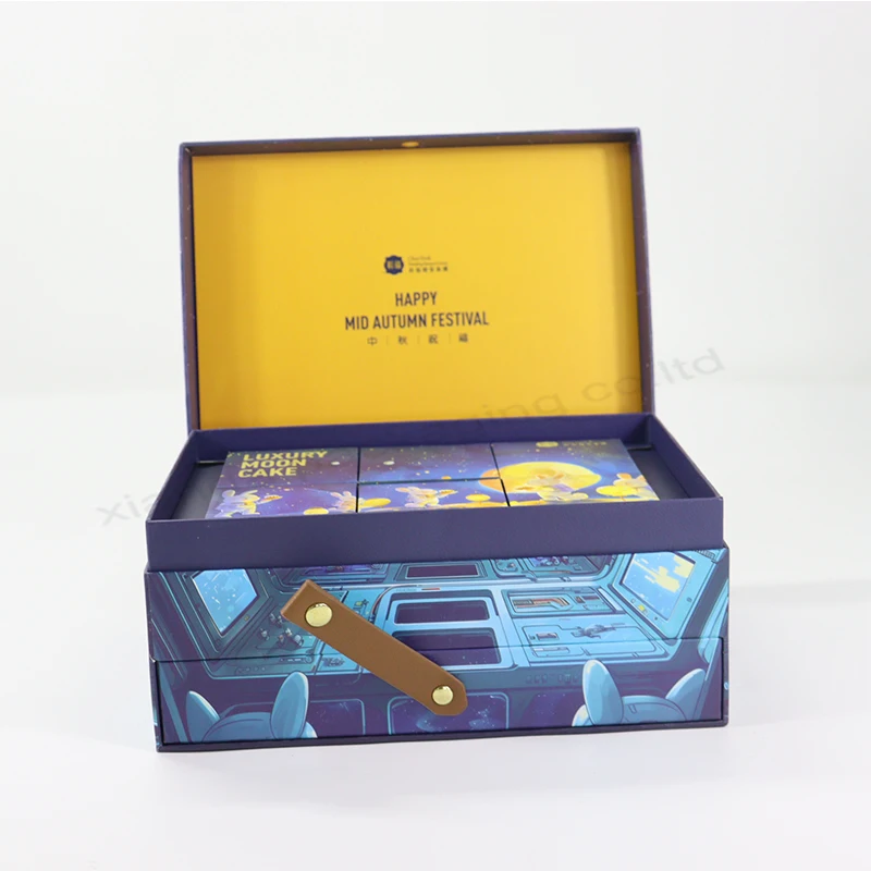 New Fashion Custom-Advent Calendar-Box Art Paper 6 Small Boxes Insert Drawer Beautiful Mooncakes Embossing Vanishing Printing