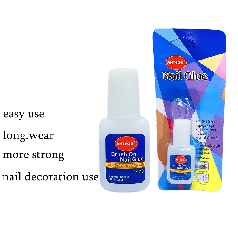 10g/bottle Strong Nail Glue with Brush Fast Drying For Nails tips Glue Sticky Nail Art Decorations