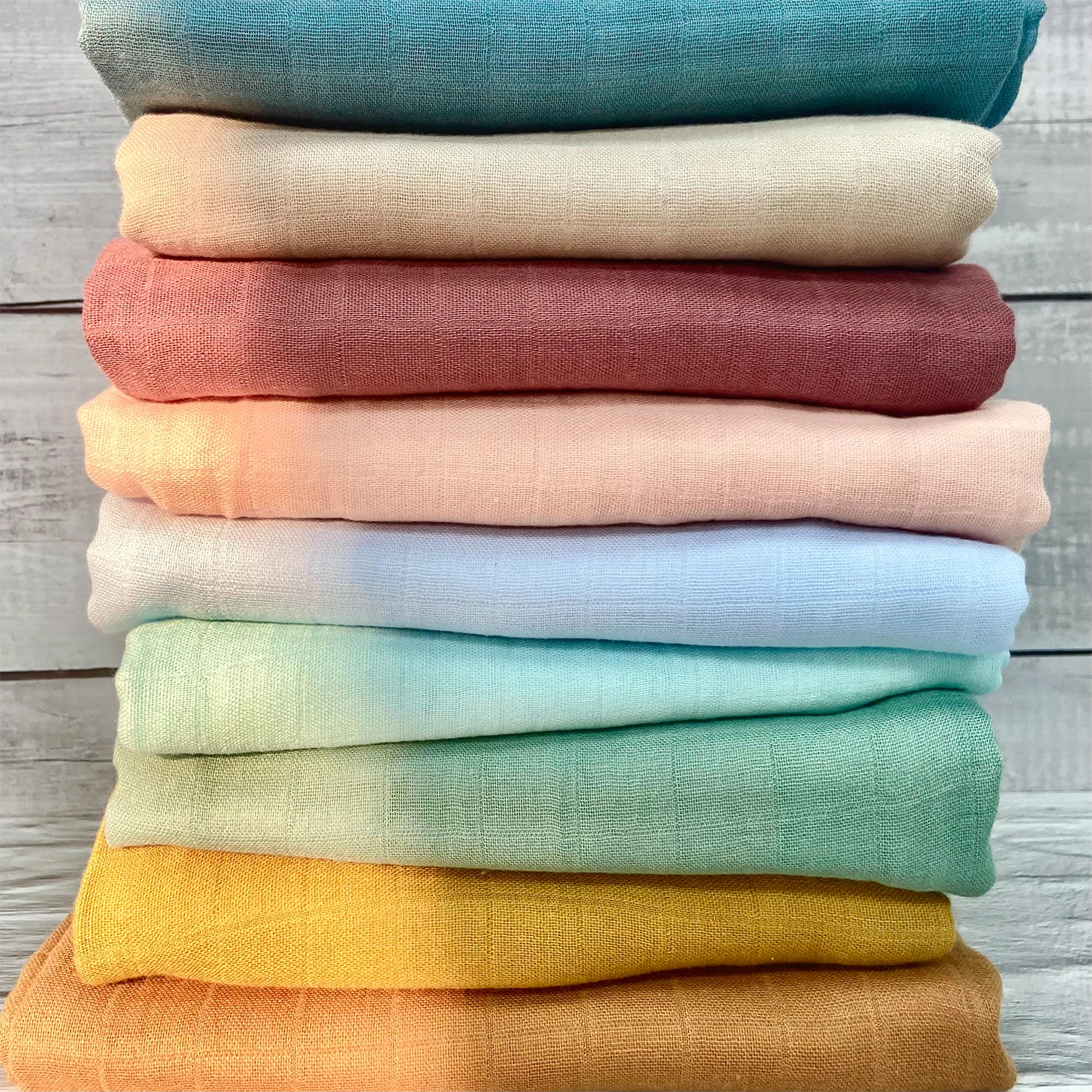 Wholesale OEM Natural Organic Bamboo Cotton Wickeldecke aus Musselin Super Soft 17 Colors Muslin Swaddle Receiving Wrap Blanket