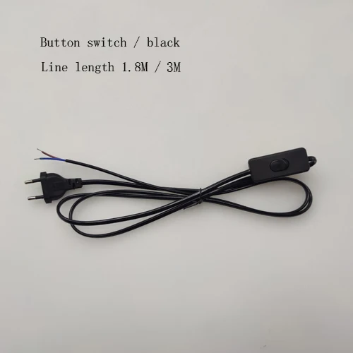 PVC cable 2*0.75mm2 black white clear color factory price on/off switch with EU plug CE VDE certification