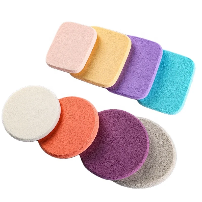 Factory Wholesale Round Square Make Up Powder Puff Makeup Sponge Colorful Cosmetic Powder Puff