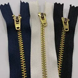 Custom metal zipper off white deep royal blue black tan light gold open end zipper
