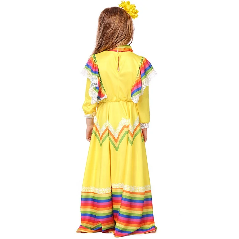 Girls Mexican Traditional Dress National Style Princess Dress Halloween Carnival Birthday Party Dress