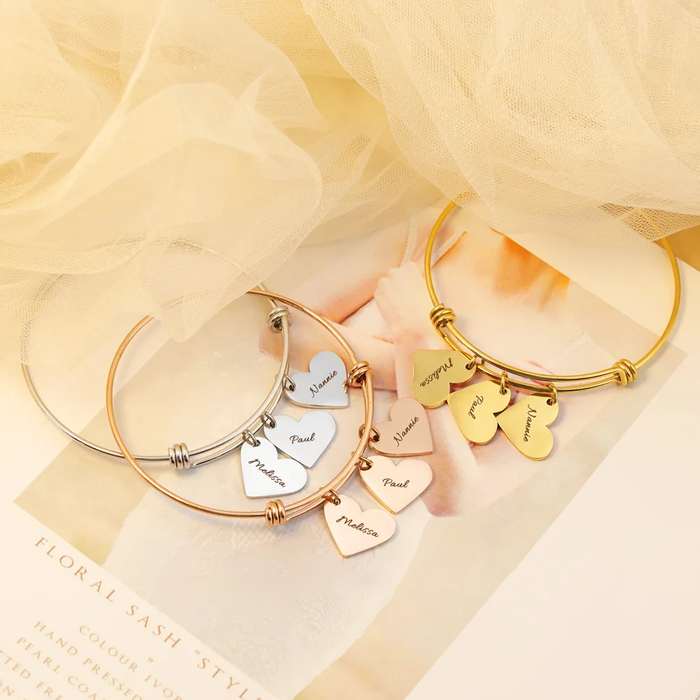 Winwinwin Drop shipping Stainless steel custom name birthday sign love knot bracelet