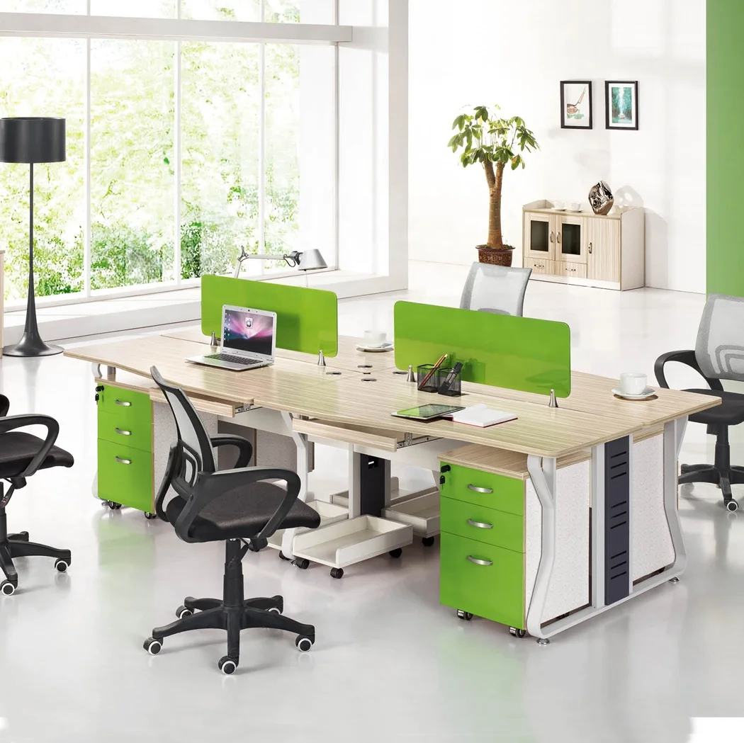 Modern panel wooden customized with drawer glass 4 6 2 people seater partition staff furniture color office workstation desk