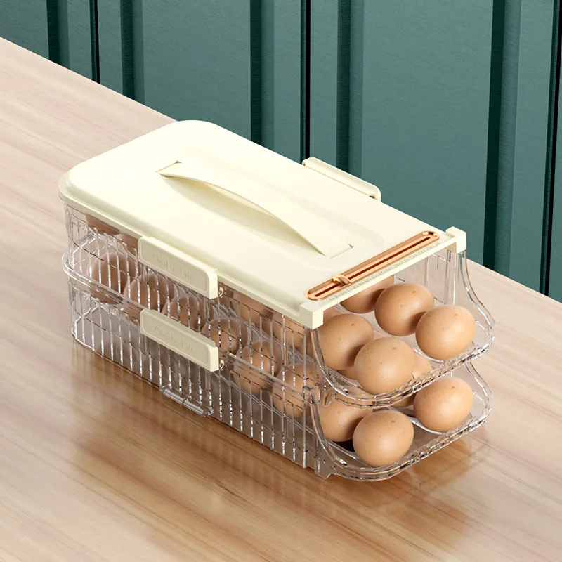 Dual Layer Automatic Egg Roller for Refrigerator Modern Design Side Door Egg Storage Box with Premium Slide Efficient Storage