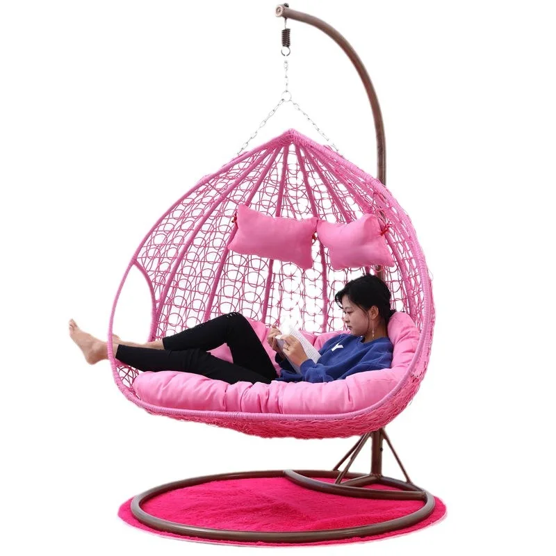 Cheap price 2 person PE rattan double patio hanging egg swing chair for indoor outdoor garden balcony livingroom hammock