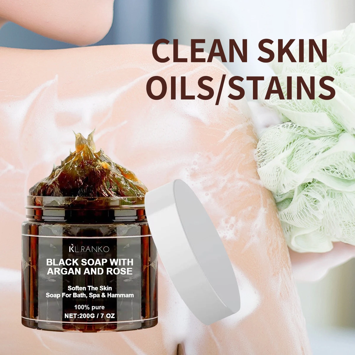 Wholesale African Black Soap With Organic Morocco Argan And Rose Body Scrub Purifying Cleansing Exfoliating OEM Custom Logo