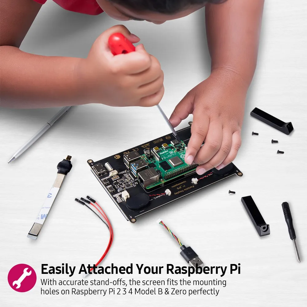 
UPERFECT 7 Inch Raspberry Pi Touch Screen with Dual Speakers 1024X600 Portable Capacitive IPS Display 