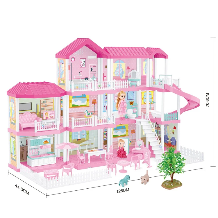 Dollhouse Furniture and Dolls Dream Doll House for Little Girls Kids Pretend Play Play Set Perfect Toddler Toys with Accessories