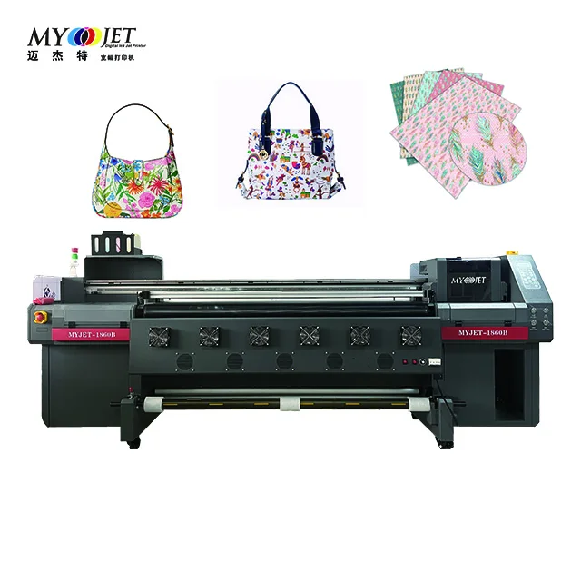 Myjet 1860B eco solvent printer digital inkjet PU leather canvas printing machine Roll to roll and flatbed printer