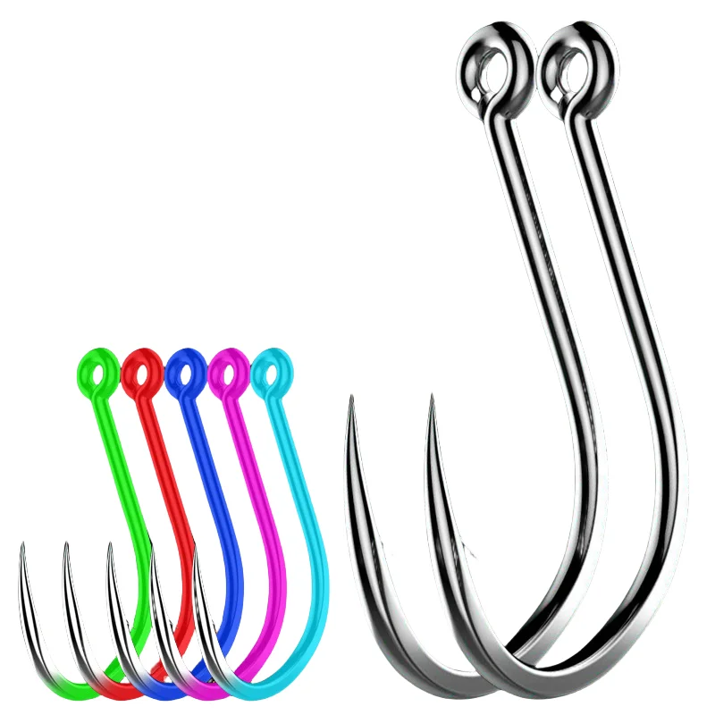 Factory Price Barbed Shank Baitholder Jigging Big Fishhook Barbed Hook Sea Fishing Hook With Ring Circle