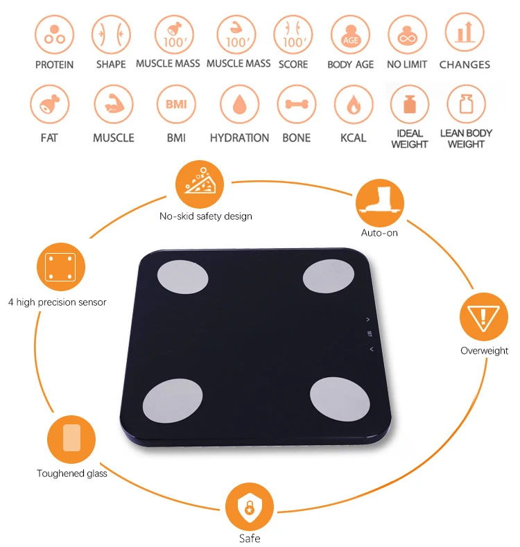 Body Weighing Scale Bluetooth Balance Weight Scale Digital Smart Scale With Body Composition Analysis