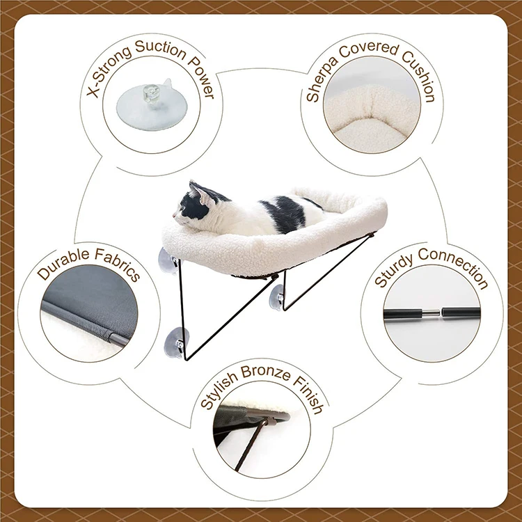 Manufacturer Custom Fluffy comfort Cozy Calming Cat Hammock Modern Cute Soft White Sherpa Fleece Cat Hanging Bed