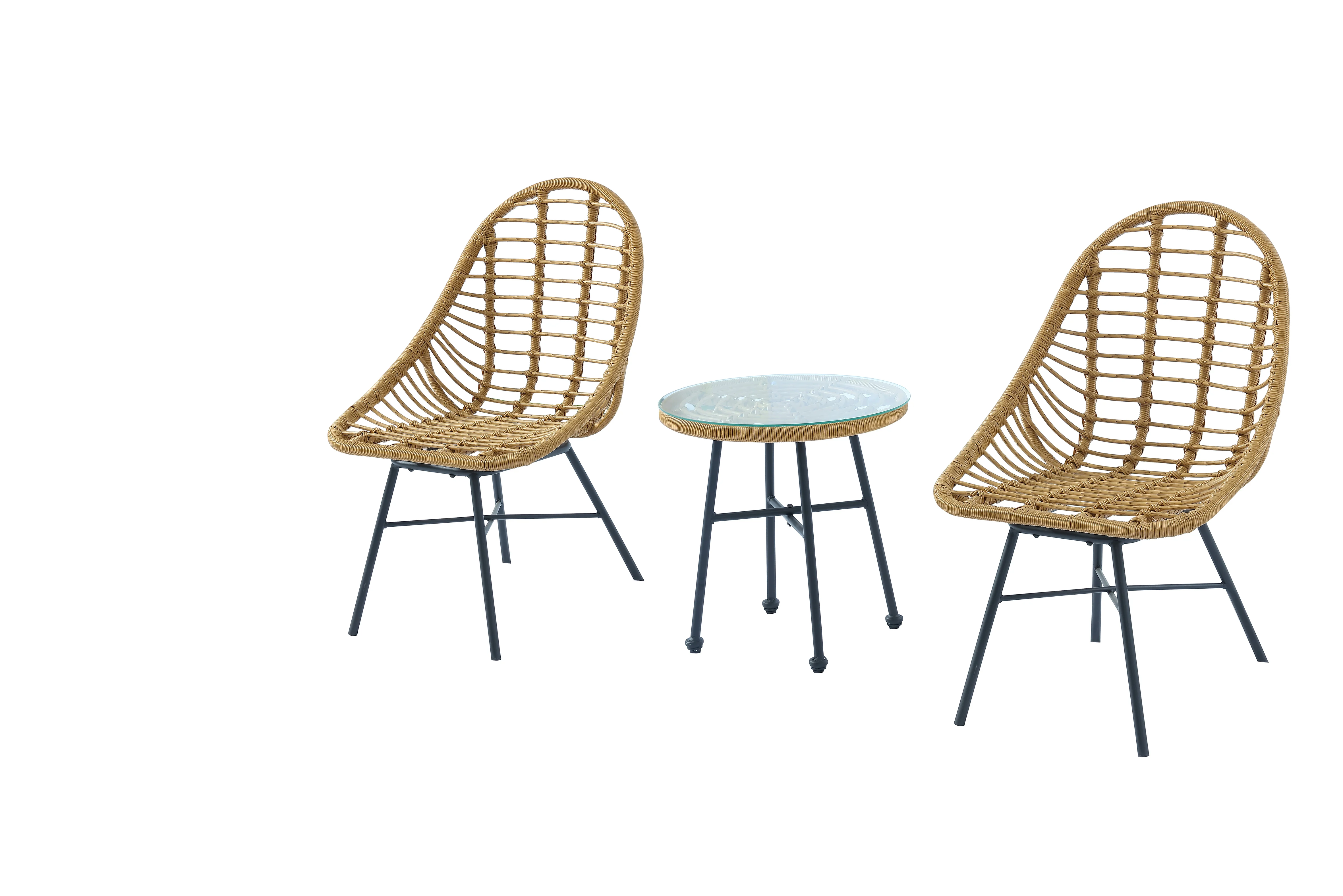 PE rattan wicker dining sets weatherproof dining coffee chair round table garden patio outdoor furniture