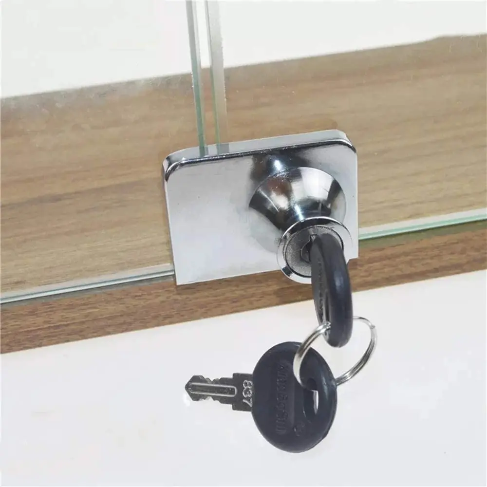 Furniture Lock with Key Zinc Alloy Nickel Desk Cupboard Drawer Glass Wine Display Cabinet Door Locker Screw Fixing