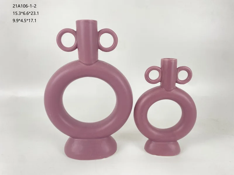 LARGE Pink Amphora Ceramic Vase,Flower Vase Boho Home Decor