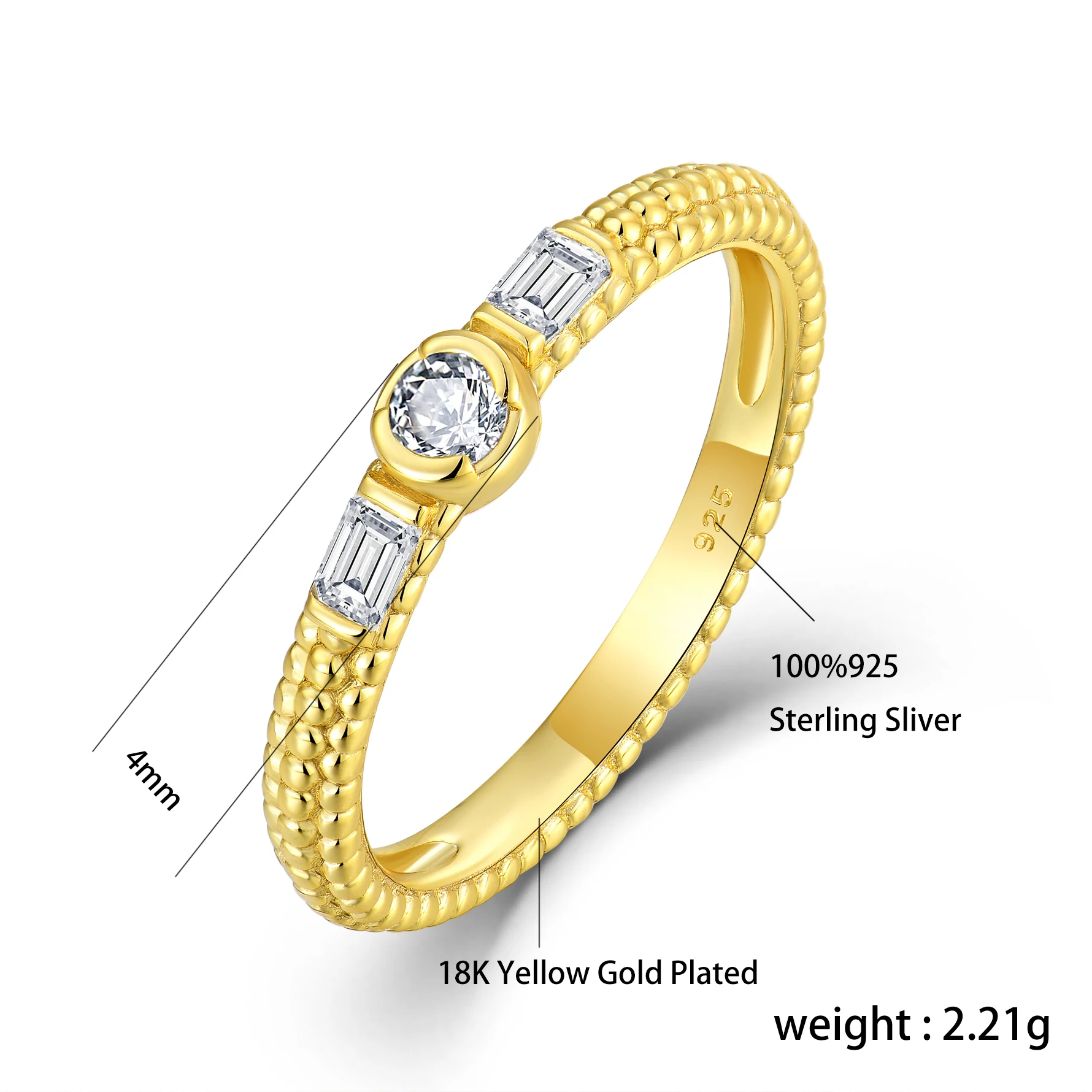 Fine Jewelry INS Style Popular 18k Gold Plated Ring Simple Elegant Women 925 Sterling Silver Wedding Rings
