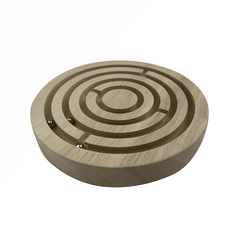 Round Labyrinth Wooden Ball Maze Puzzle Board Game Challenging Education Game, Brain Teaser for Kids and Adults