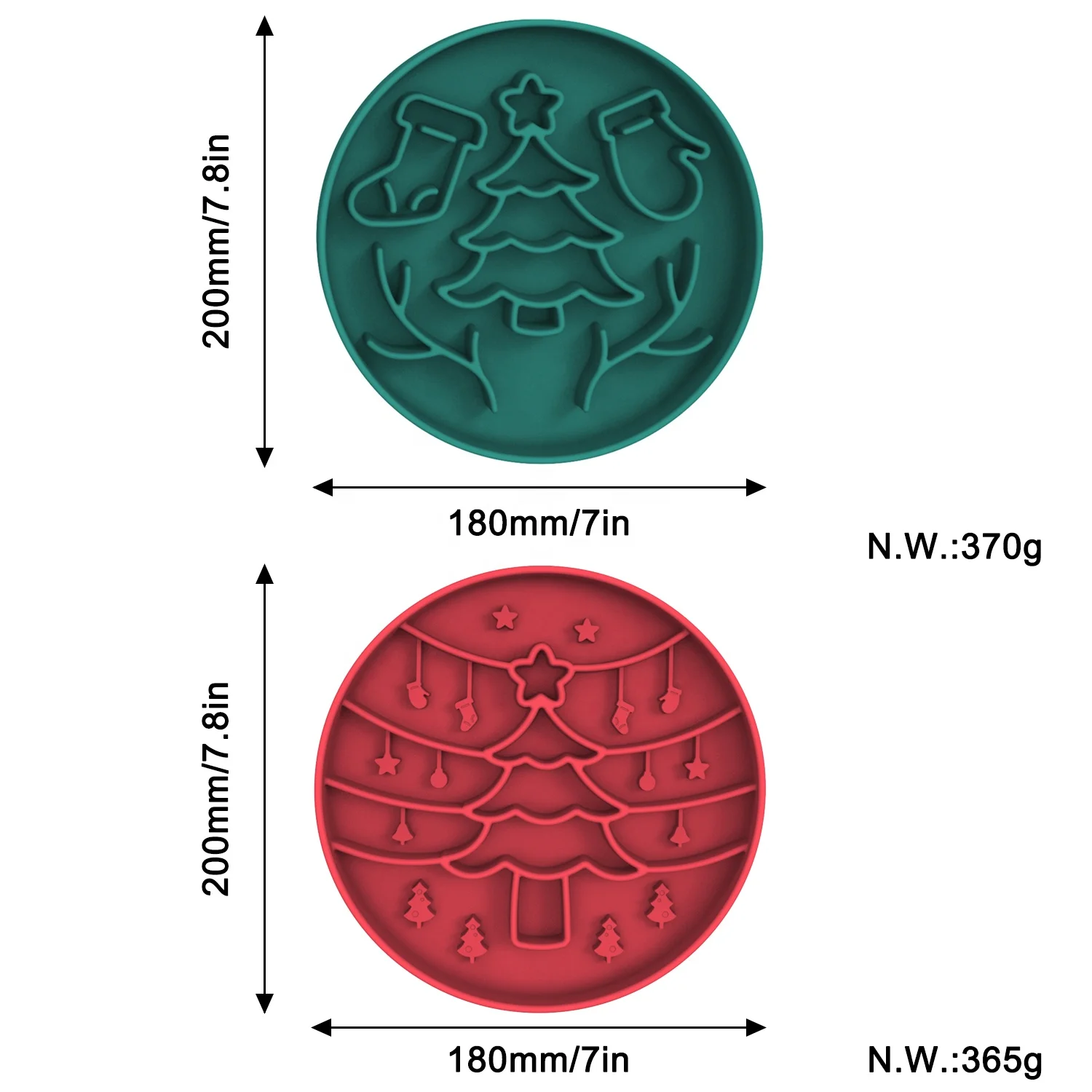 Christmas Theme Slow Feeder Dog Bowls Rounded Pet Bowls Silicone Maze Food Suction Bowl Feeders Dog Puzzle Lick Mat