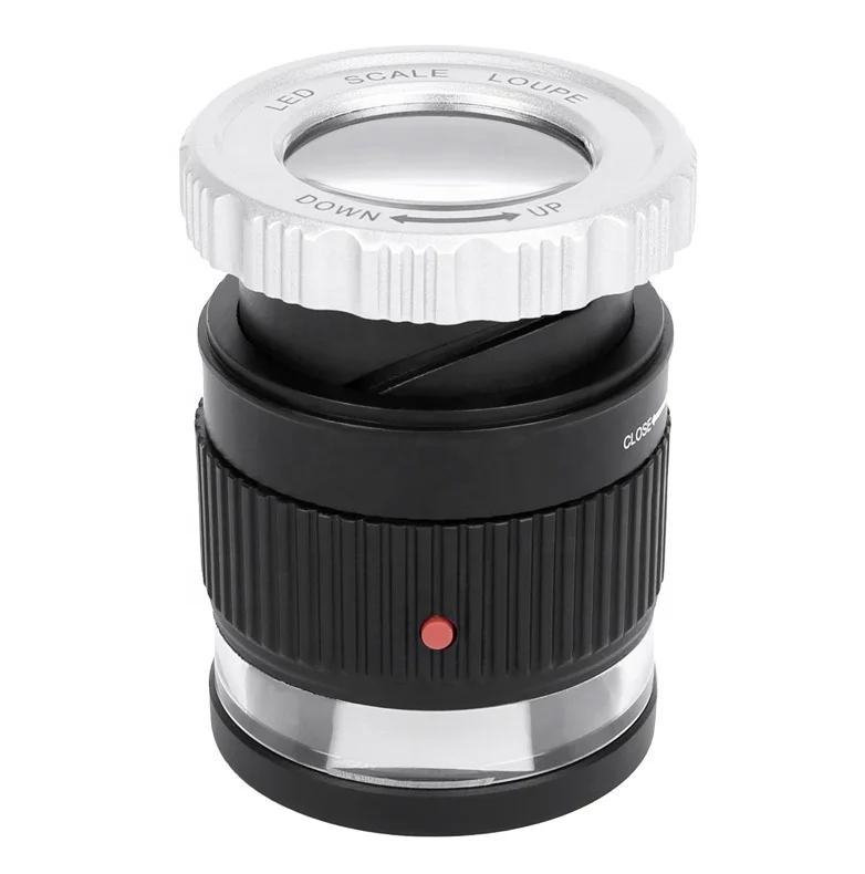 Purple light led magnifier focusing cloth mirror identification stamp 30 times hand-held cylinder scale measurement textile