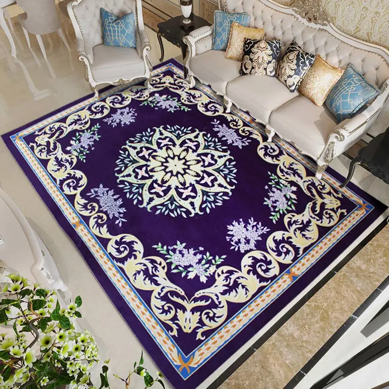 
Custom Printed Persian Carpet Bohemian Style Mandala Flower Pattern Floor Rug 
