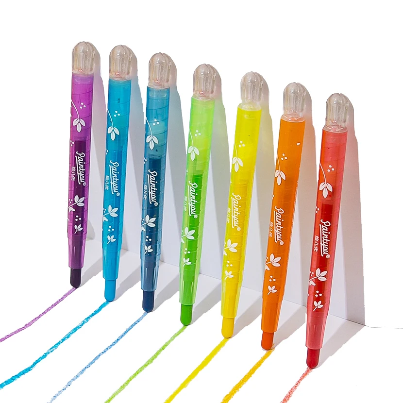 Paintyou 12/18/24 Colors PVC Bag Package Twistable Crayons 24 Count Twist Rolling Crayon School Stationery Supply 11/16 cm