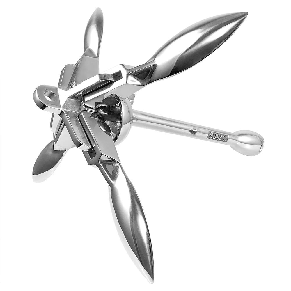 Hot Dipped Anchor 316 Stainless Steel Ship Boat Small Grapnel Folding Anchor With Chain Kit