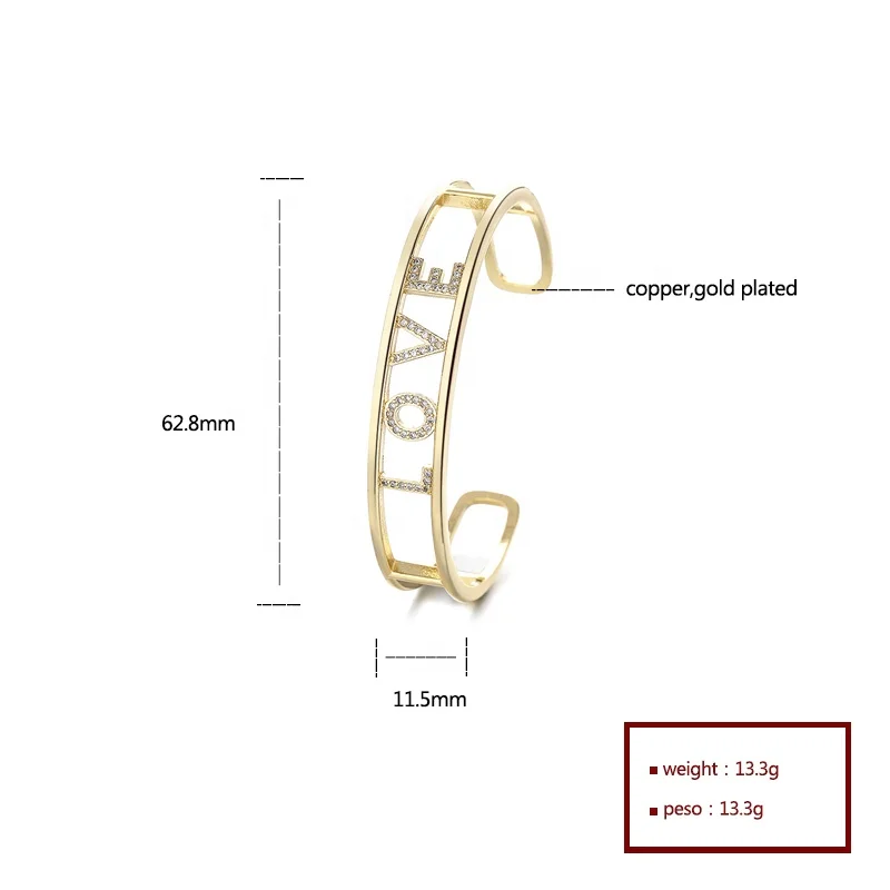 Beautiful Bracelet 18K Gold Plated Copper Alloy Simple Fashion Wholesale Women Bangle Jewelry Bijouterie Joyeria