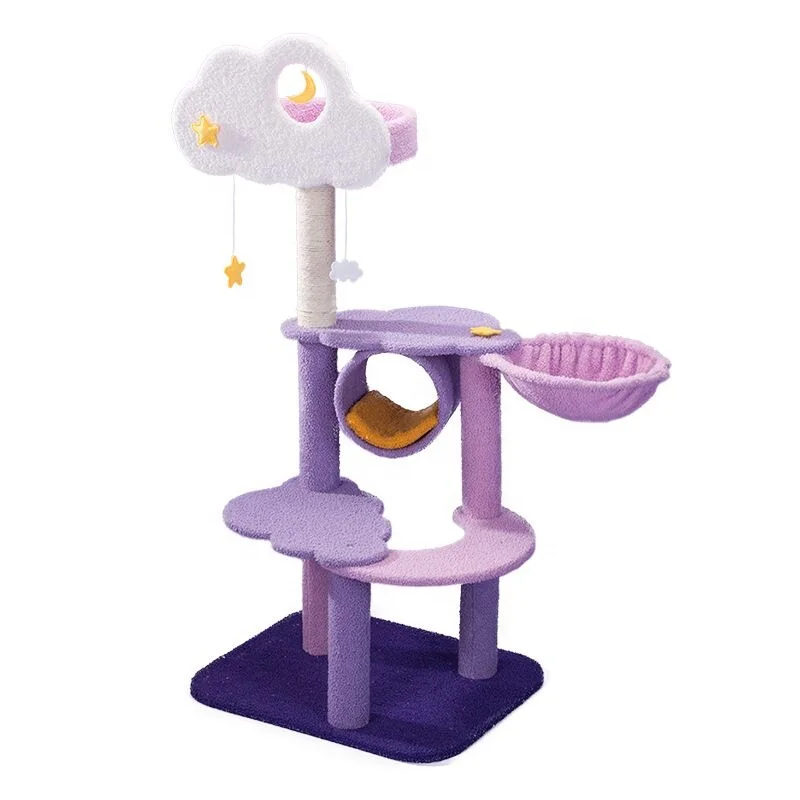 
Purple Cat Climbing Frame Cat Tree One Scratching Post Large Cat Scratching Board Toy Jumping Platform Villa 