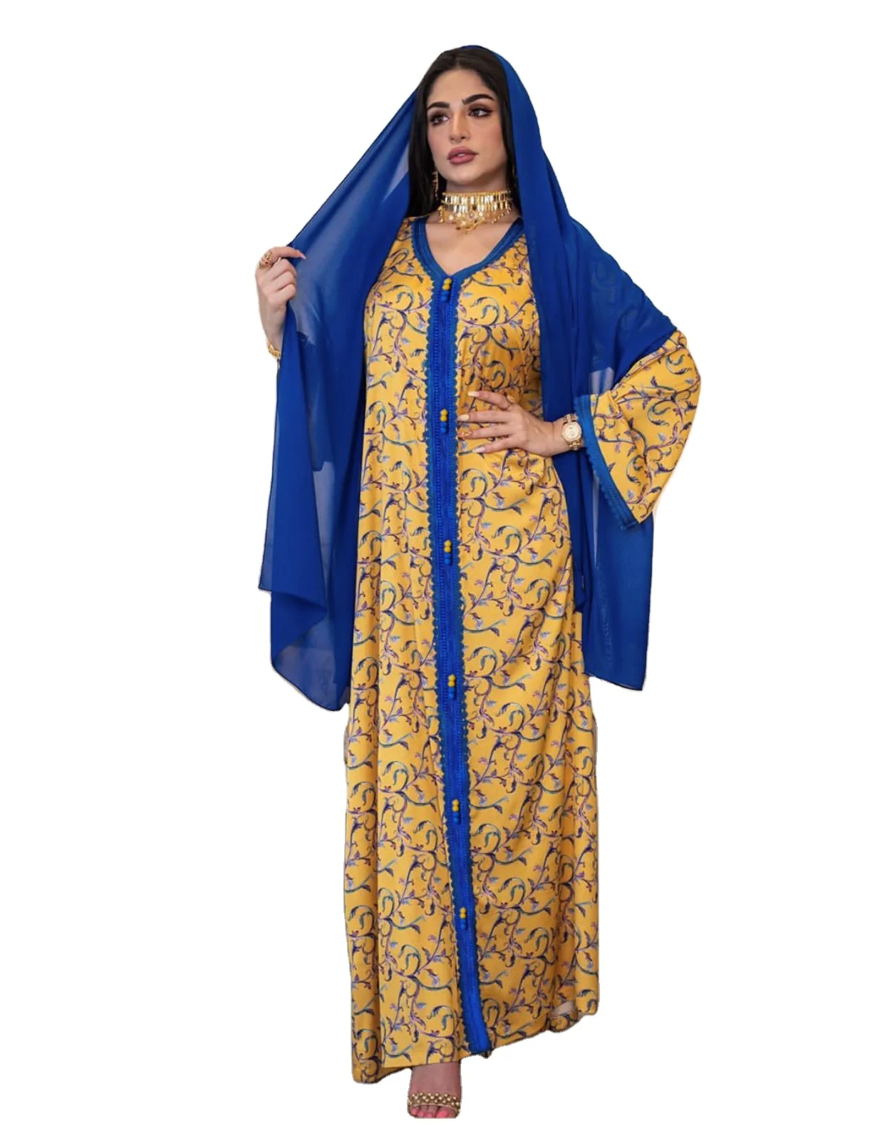 HJ ZMDR03 modest kaftan femm jalabiya islamic hijab long maxi abaya dubai muslim dresses