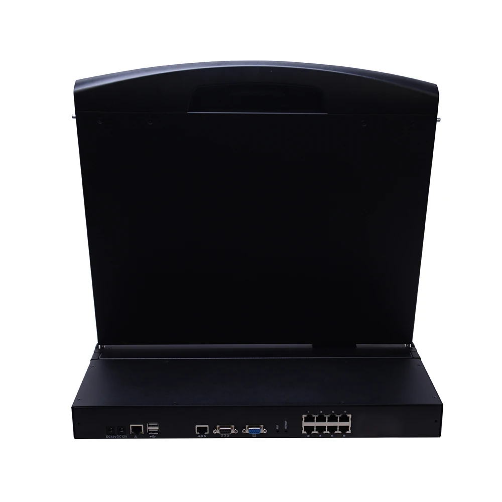 Durable 12V Input DC Jack 17 Inches Screen 8ports Smart LCD KVM Matrix With DVI Dongle