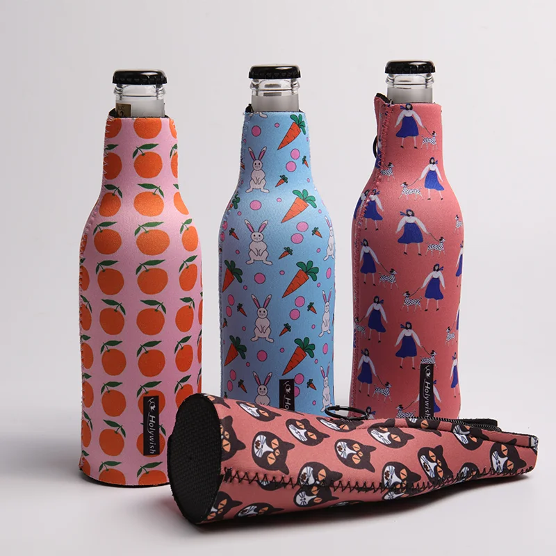 Custom Plain Blank Orange Neoprene 16oz Logo Print Beer Bottle Can Cooler Sleeve
