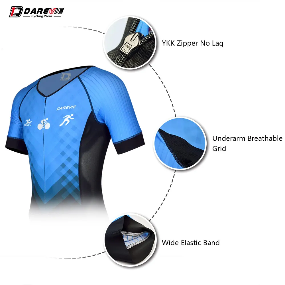 Darevie OEM sublimation print custom team cycling trisuit bicycle skin suit bike speed suit bespoke cycling triathlon suit