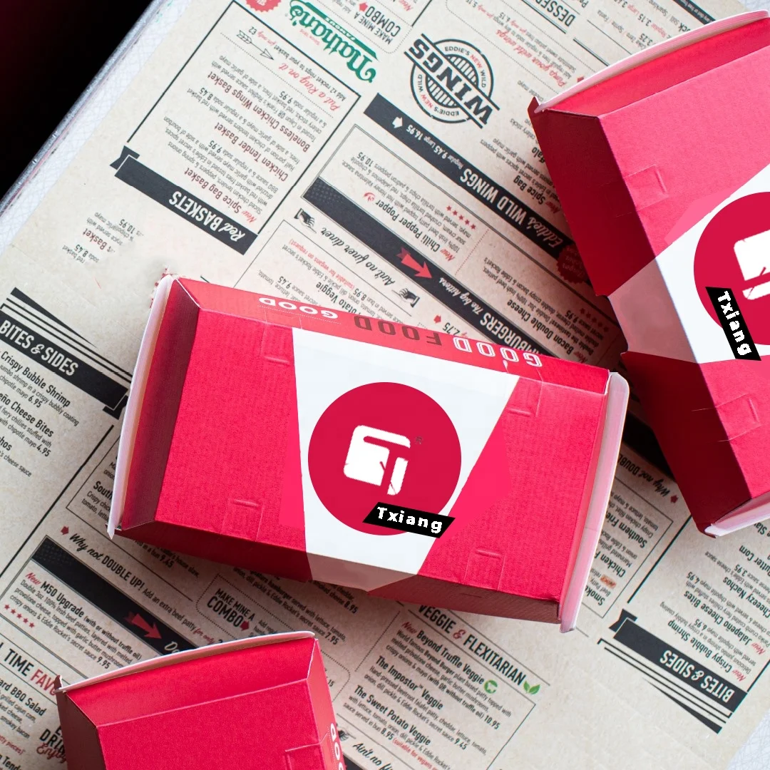 Custom Your Logo Branded Burger Boxes Printed Fashion Food Boxes For Burgers And Fried Food