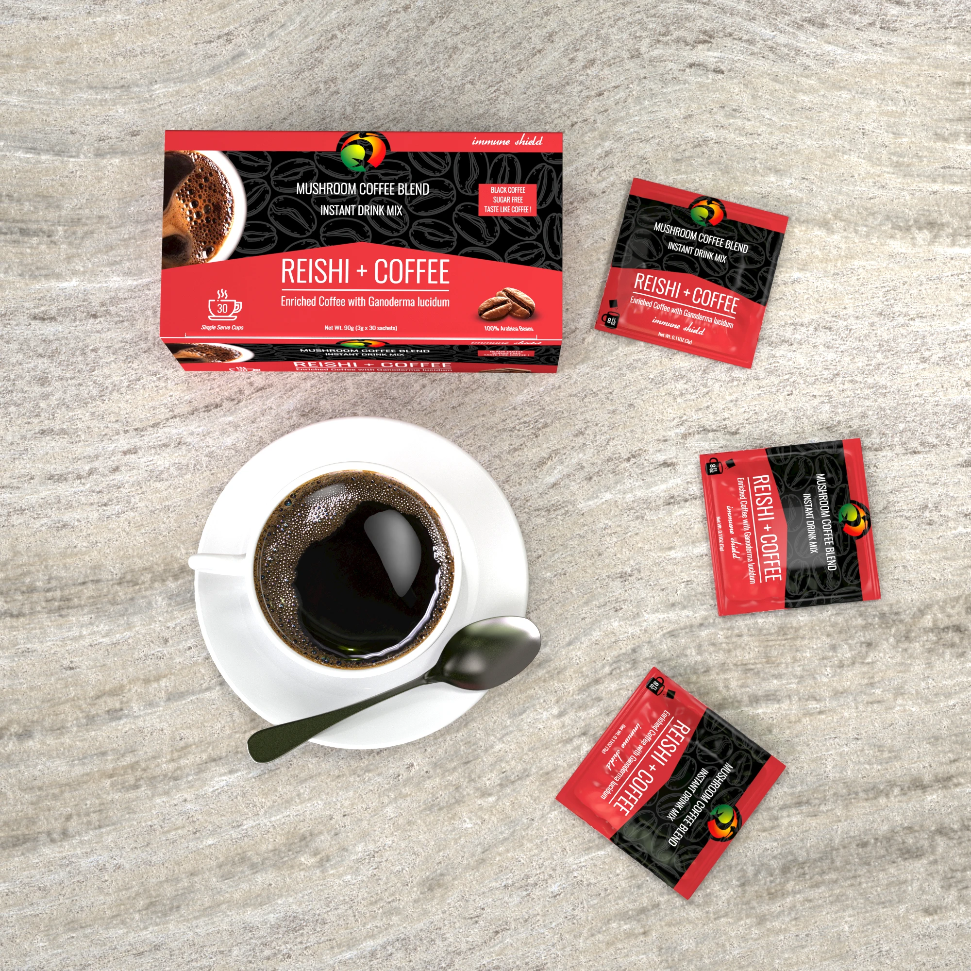 
 Здоровая добавка, мгновенный Риши, гуанодерма, люцидиум, смесь грибов, кофе, мгновенный  