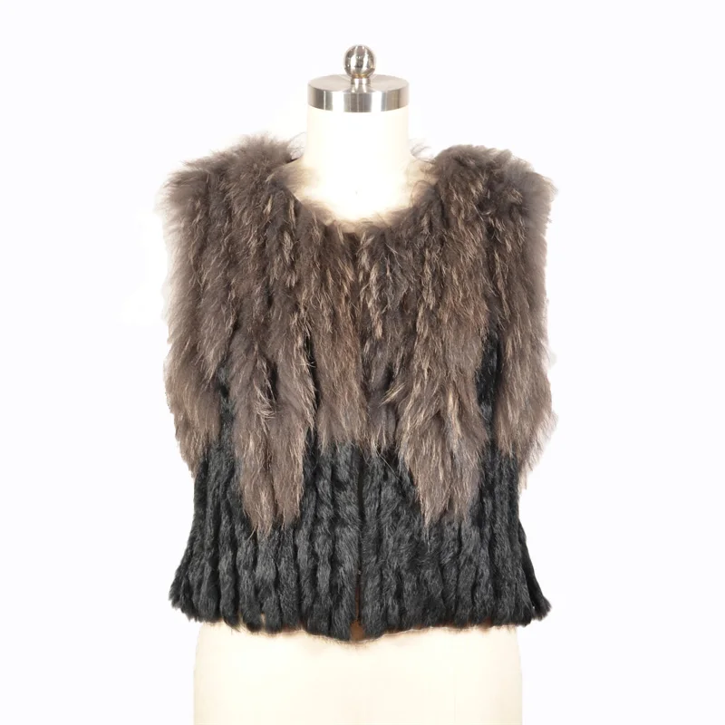 New Arrival Hot Selling Plush Raccoon Fur Real Soft Rabbit Fur Short Warm Fur Vest Women Factory Price