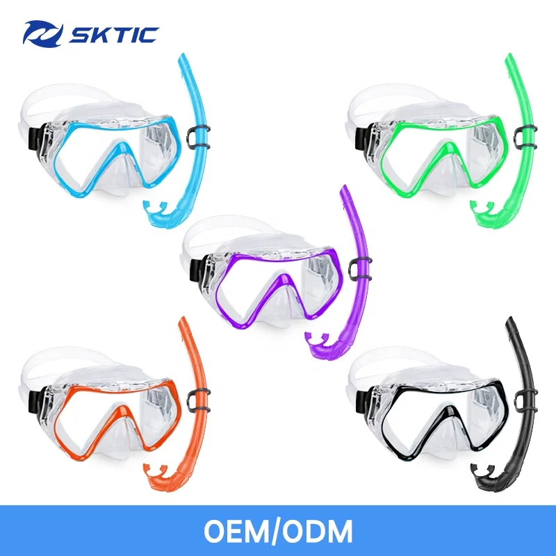 SKTIC Oem Foldable Silicone Snorkel Set Scuba Diving Equipment Wet Snorkeling Set Diving Mask Snorkel With Fashion Design