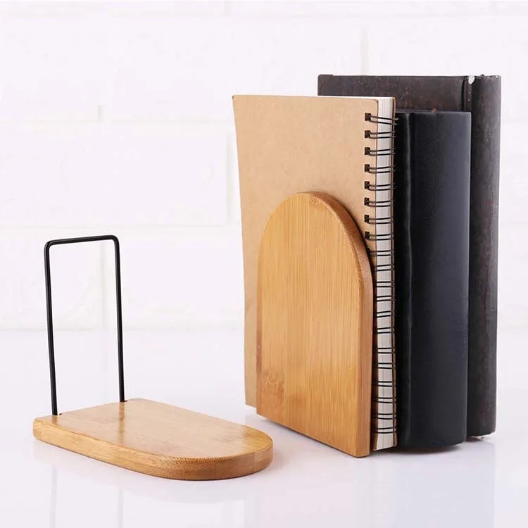 
Set of 2 Nature Bamboo Desktop Organizer Bookends Bookends Stand 