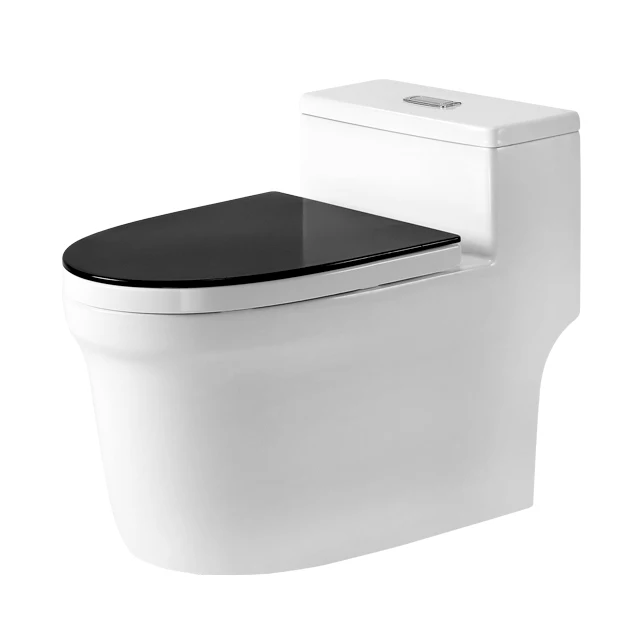 New one piece elongated toilet sanitary wares bathroom inodoro de lujo porcelain toilet with black cover