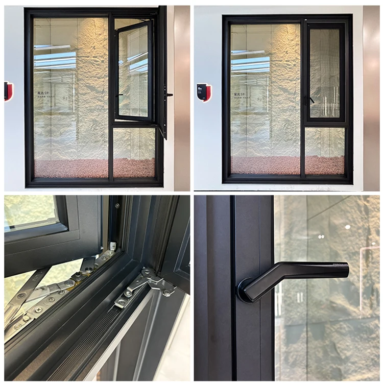 DERCHI NFRC Windproof Interior Villa Windows Double Glazing Fiberglass Folded Invisible Flysceen Aluminum Casement Window
