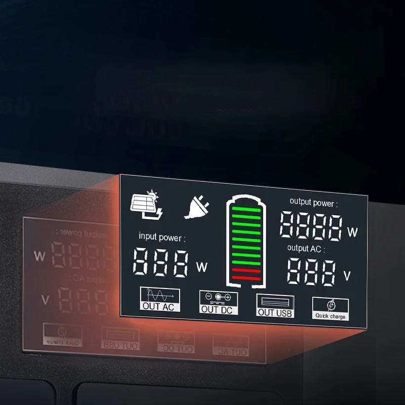 2000W outdoor solar charging large capacity ultra-clear digital screen display portable new mobile energy storage power