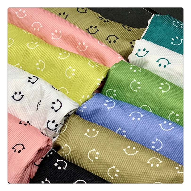rib fabric 3x2  95 polyester 5 spandex knit ribbing fabric for sweatshirts textiles customized printed fabric for women clothing