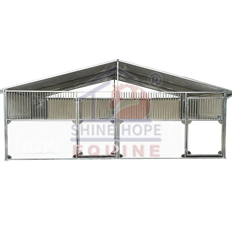 Открытый ПВХ-панель конюшня для лошадей Горячая оцинкованная конюшня стойла для лошадей со стальной рамой