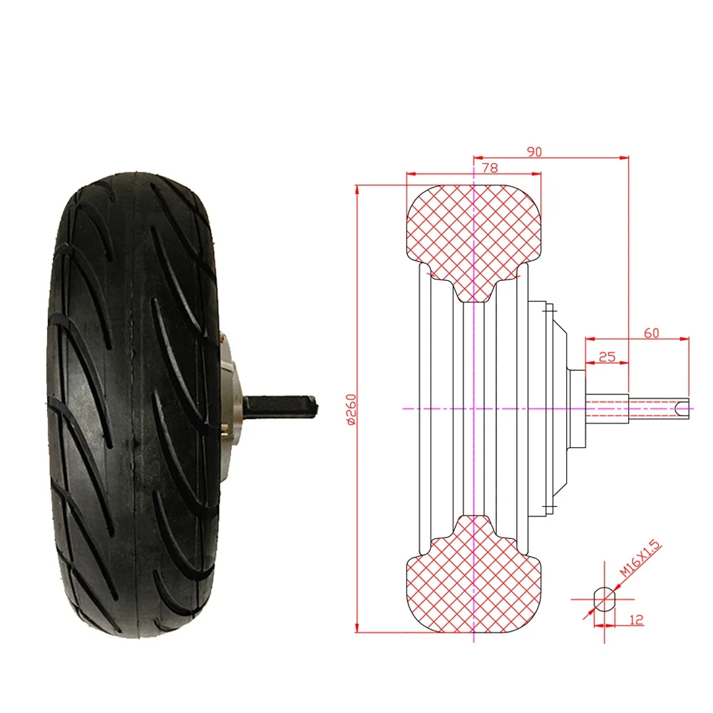 36V 500W Electric Wheel Single Shaft Hub Motor for High Speed Scooter