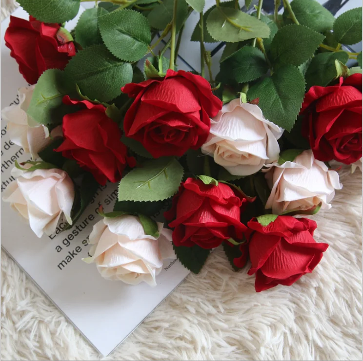 High Quality Single Velvet Rose Flowers Artificial Flowers Velvet Rose For Wedding Rose