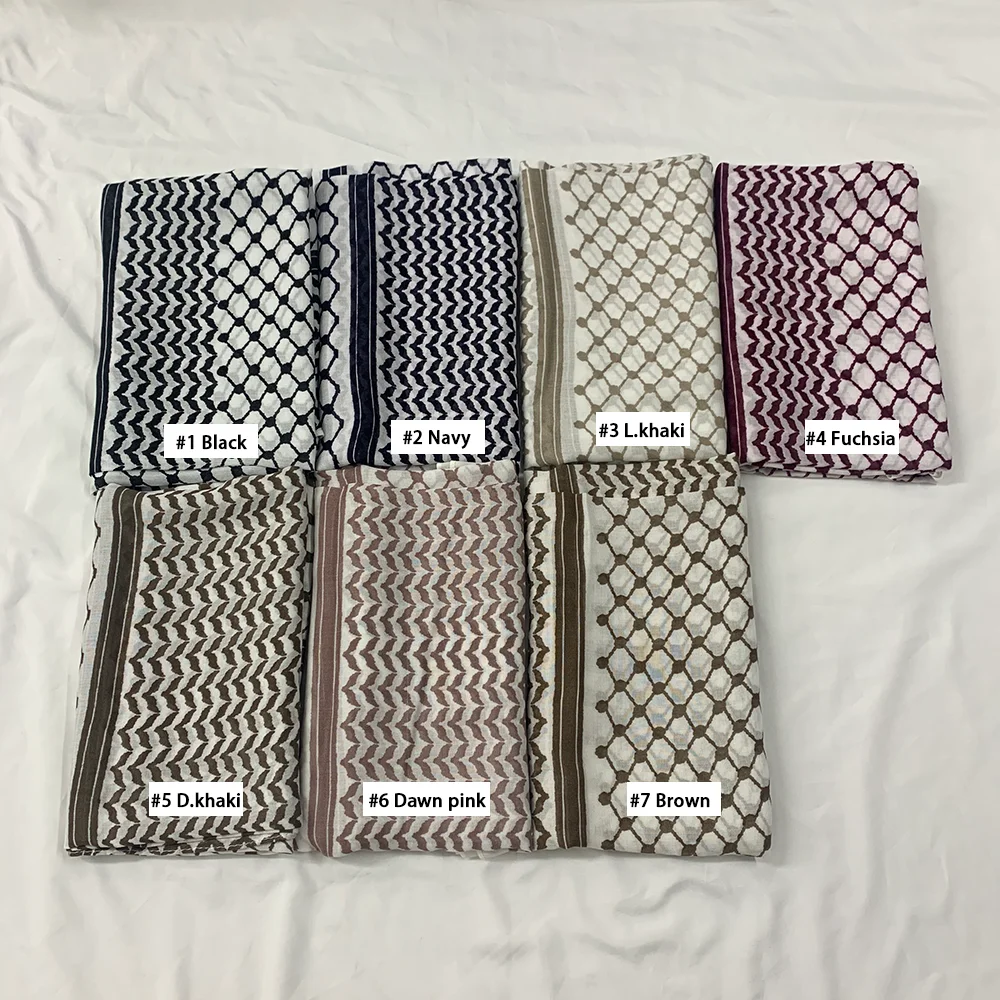 Hot Selling Custom Palestinian Hijab Muslim Women Shawl Keffiyeh Shemagn Modal Printed Woven Modal Kuffiyeh Hijab Scarf
